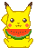 Pikachu holding watermelon